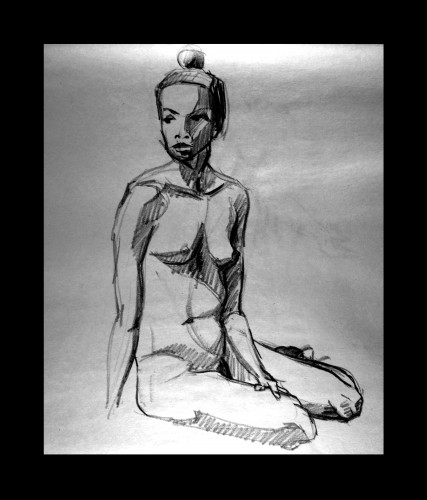 Seated, Charcoal on Paper, © 2009, Chris Pearce