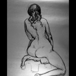 Seated From Back, Charcoal on Paper, © 2009, Chris Pearce